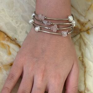 JADE pink real Pearls 925 bracelet